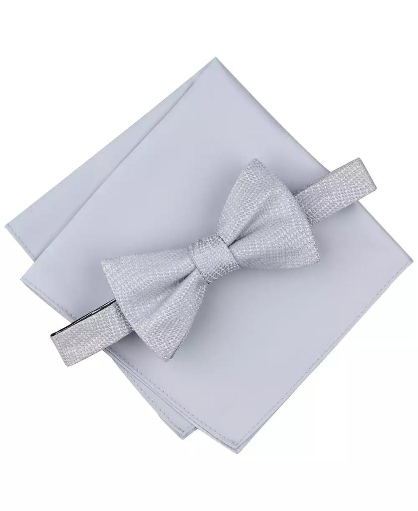 Alfani Men's Herringbone Bow Tie & Solid Pocket Square Set, Exclusively at Macy's