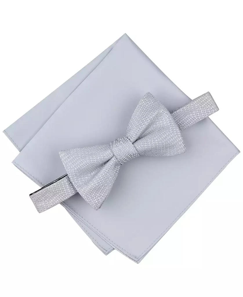 Alfani Men's Herringbone Bow Tie & Solid Pocket Square Set, Exclusively at Macy's 1
