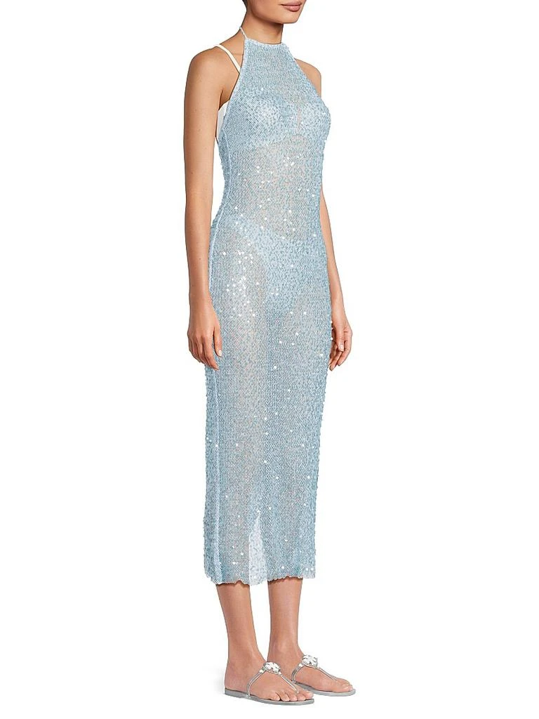 Milly Sequined Mesh Halterneck Dress 4