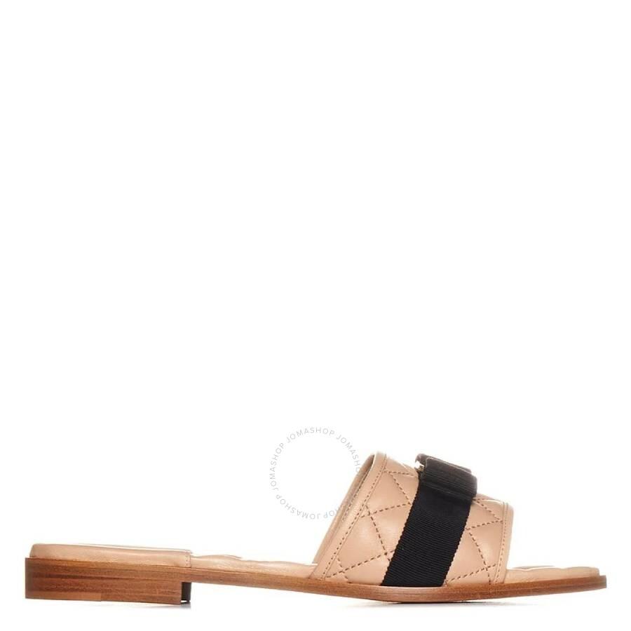 Salvatore Ferragamo Vara Bow Quilted Nappa Slide Sandals