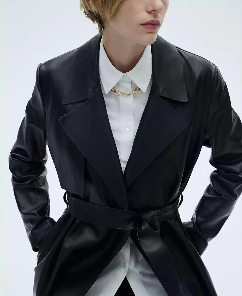 Mango Women's Bow Detail Leather Trench Coat 6