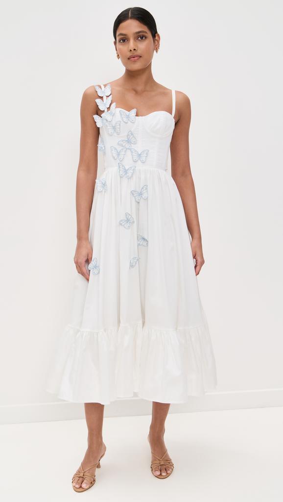 PatBO Flutter Poplin Butterfly Midi Dress
