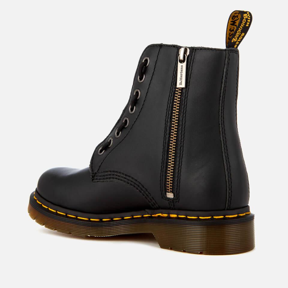 Dr. Martens DR. MARTENS WOMEN'S 1460 PASCAL FRONT ZIP ARCADIA LEATHER 8-EYE BOOTS - BLACK
