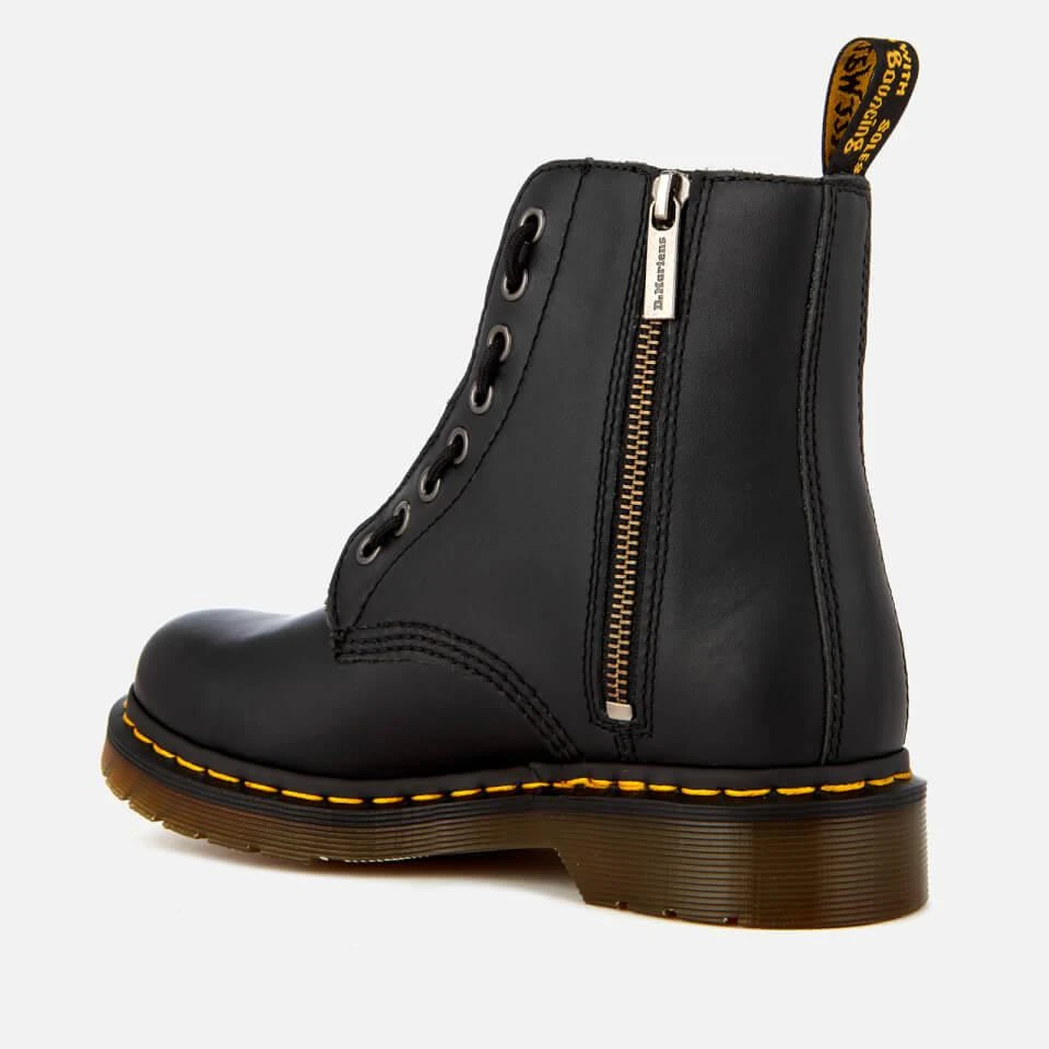 Dr. Martens DR. MARTENS WOMEN'S 1460 PASCAL FRONT ZIP ARCADIA LEATHER 8-EYE BOOTS - BLACK 2