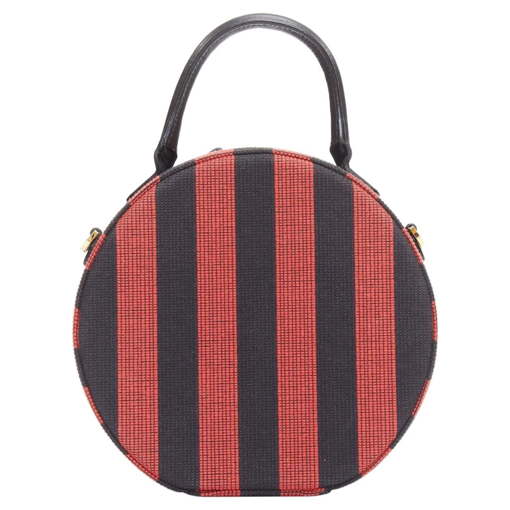 Mansur Gavriel Circle red striped fabric leather trim crossbody bag 5