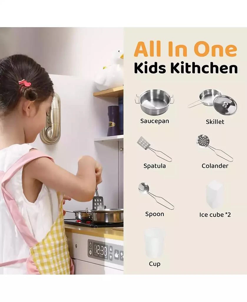 Kinder King Pretend Play Kitchen Wooden Toy Set for Kids w/Lights 
Sounds, Utensils, Oven, Microwave 7