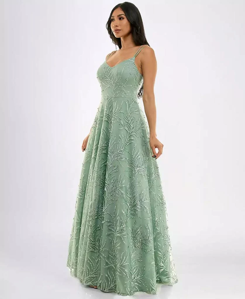 slim fit dress slacks Macy Lace Up Slim Glitter Satin Formal Dress main image 0