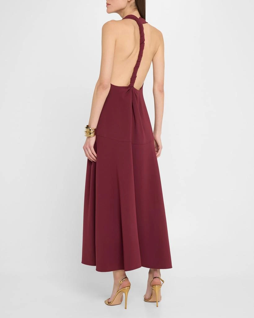 Proenza Schouler Plunging Halter Twisted Matte Viscose Maxi Dress 3