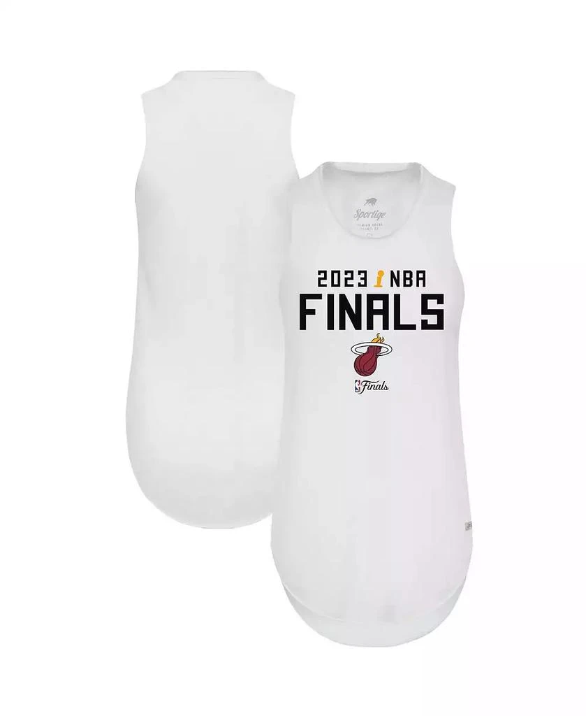 Sportiqe Women's White Miami Heat 2023 NBA Finals Janie Tri-Blend Tank Top 2