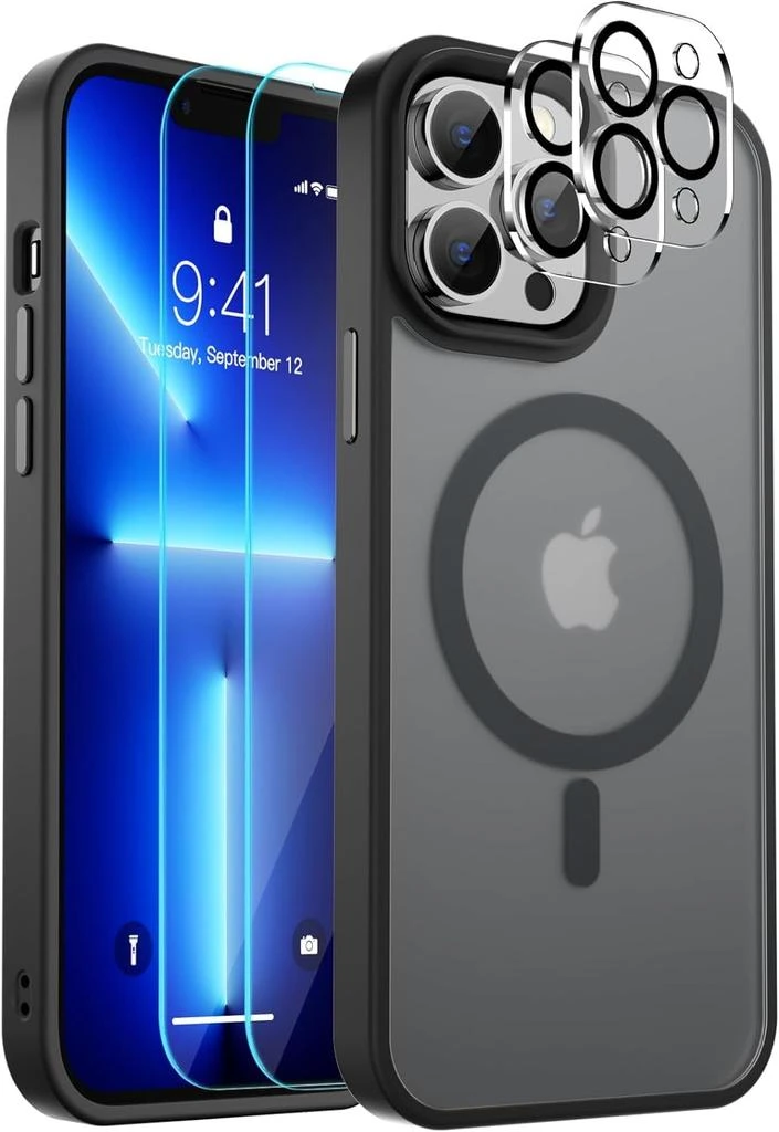 ENTRONIX Entronix Bundle Compatible with iPhone 12 Pro Max - [Magnetic] Translucent Matte Case, 2 Screen Protectors 
2 Camera Lens Protectors