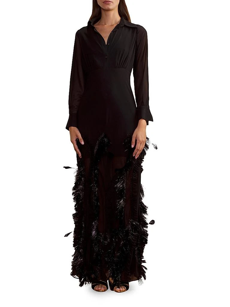 Cynthia Rowley Metallic Fringe Embellished Georgette Dress 1