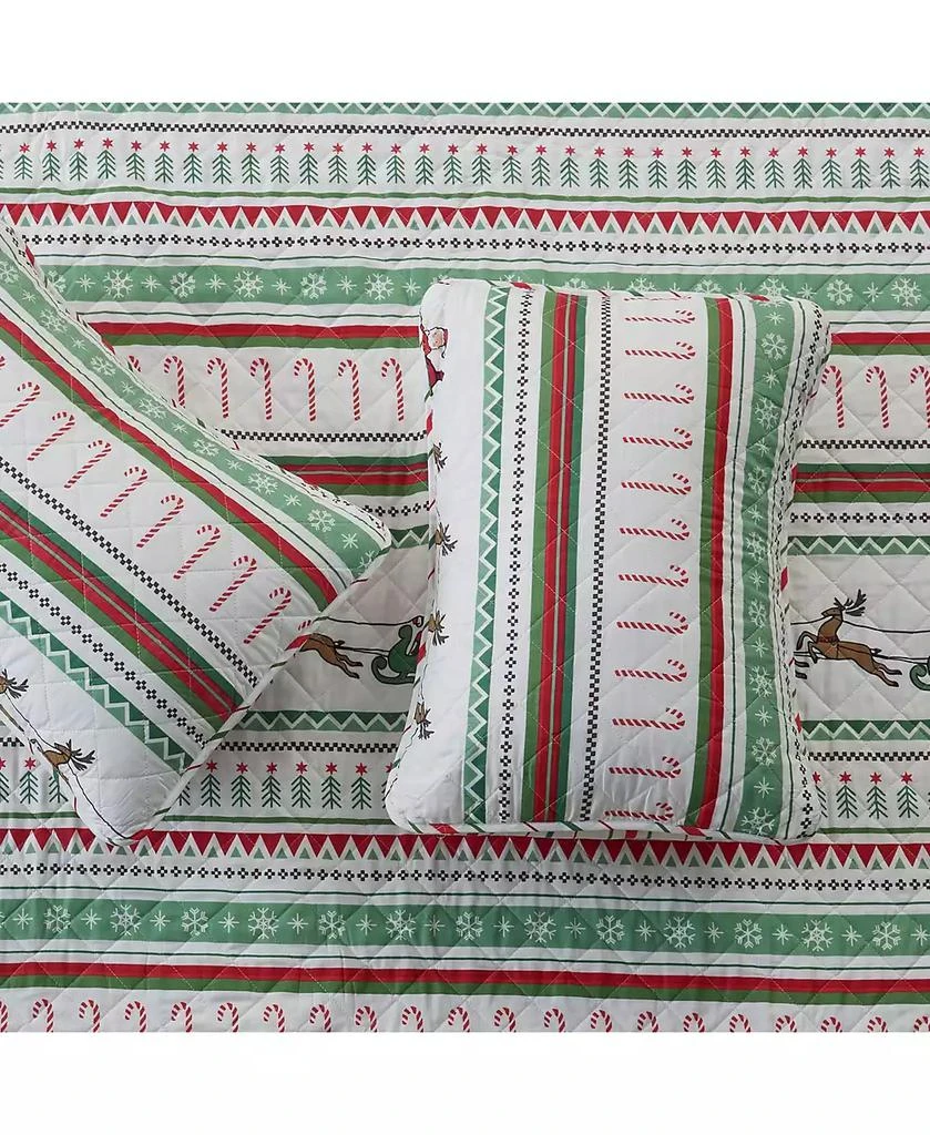 Linery 
Co Holiday Striped Microfiber Lightweight Quilt Set with Shams 5