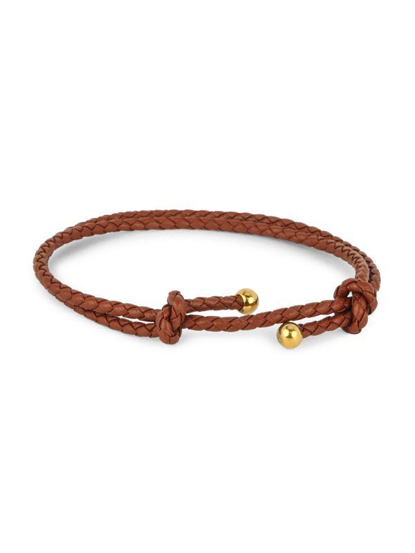 Jean Claude Leather & Goldplated Stainless Steel Wrap Bracelet