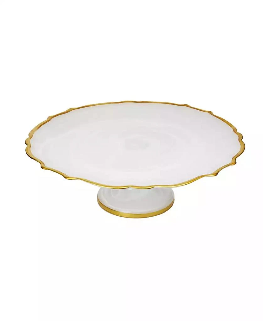 Classic Touch Alabaster Cake Stand with Gold-tone Trim