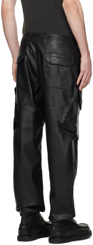 SOPHNET. Black Sustainable Faux-Leather Cargo Pants 3