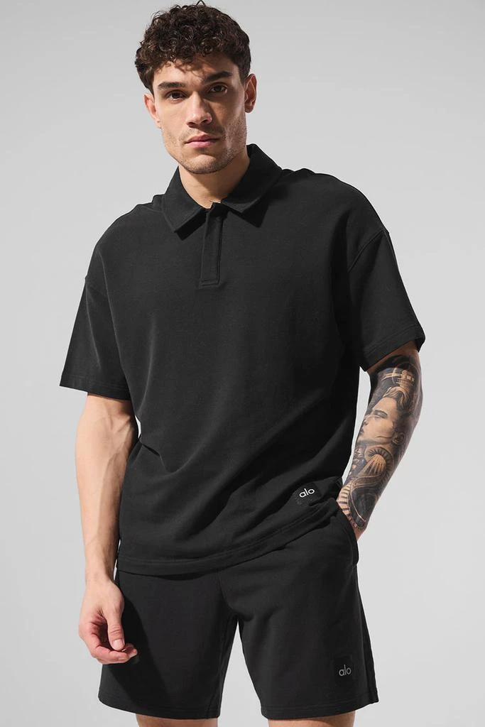 Alo Double Take Short Sleeve Polo - Black 1