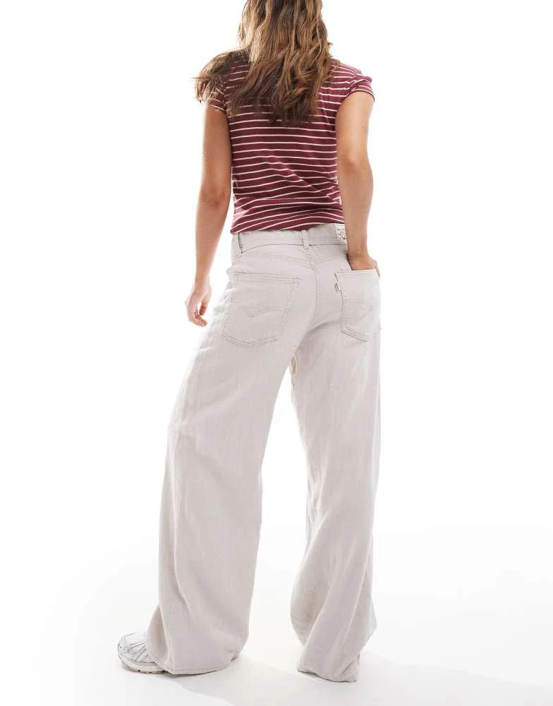 Levi's Levi's XL straight linen blend trousers with tie waist in off white 2