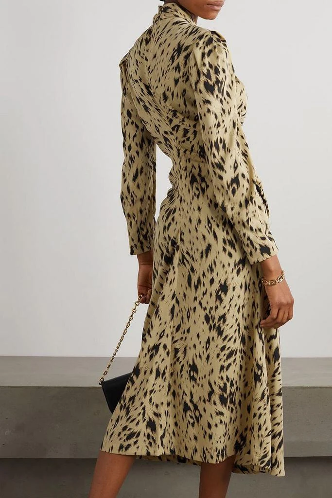 LVIR Twisted ruched leopard-print crepe midi dress 3