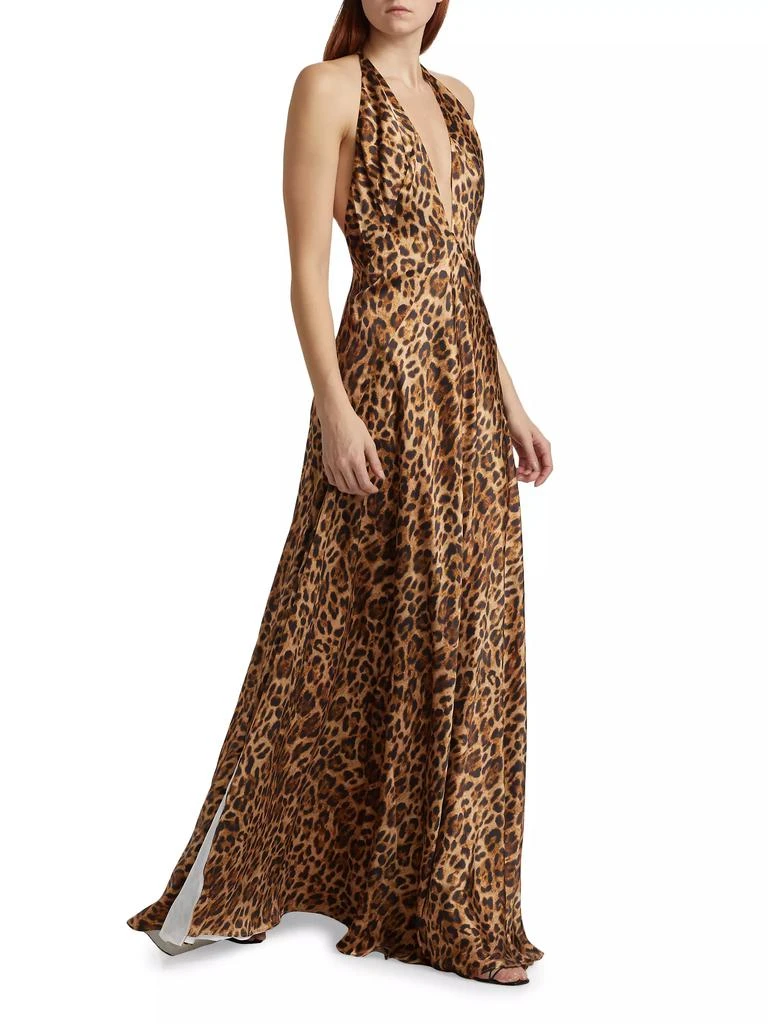 MICHAEL LO SORDO Alexandra Silk Leopard Maxi Gown 2