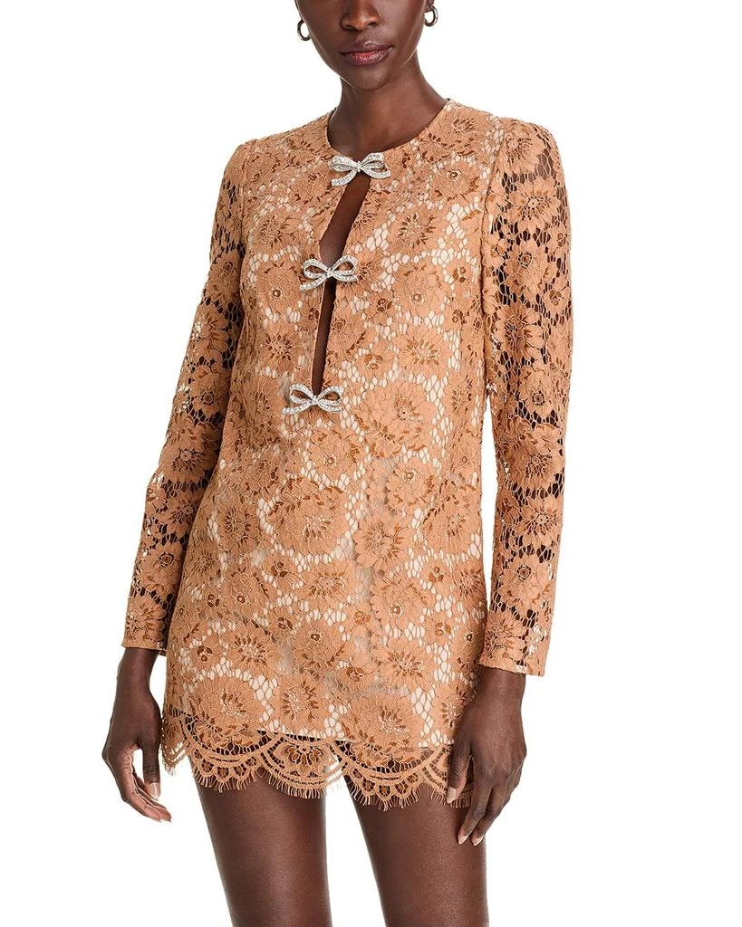 Self Portrait Lace Embellished Bow Mini Dress 1