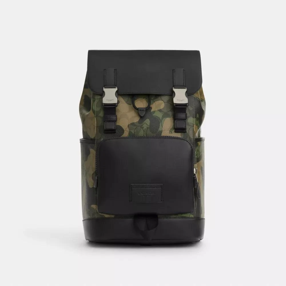Coach Track Backpack In Signature Canvas With Camo Print 1