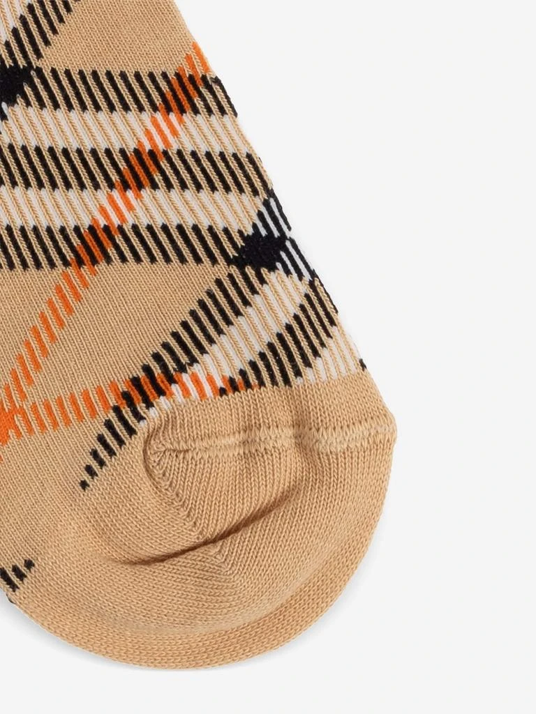 Burberry Kids Check Cotton Blend Socks in Beige 4