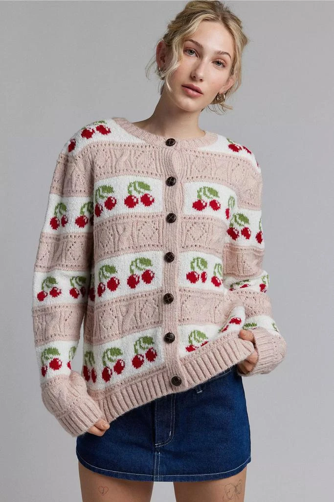 Kimchi Blue Kimchi Blue Cherry Print Knit Cardigan 1
