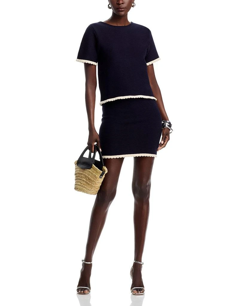 AQUA Lace Trim Short Sleeve Sweater - Exclusive 2