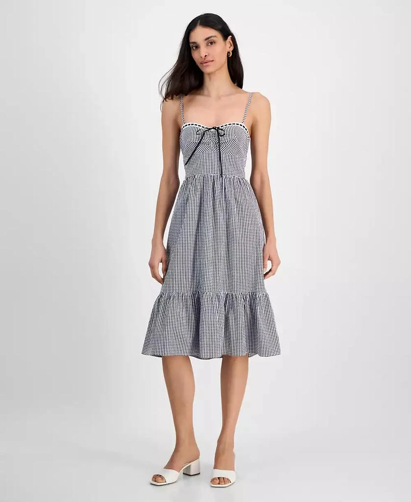 Kingston Grey Juniors' Gingham Tie-Back Midi Dress 1