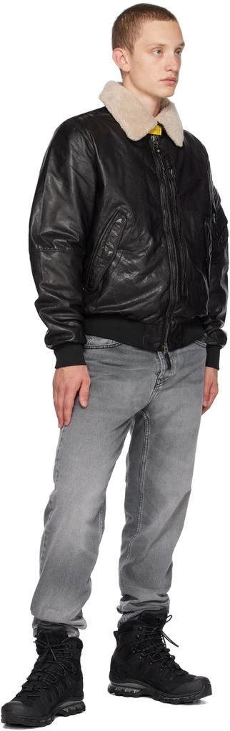 Parajumpers Black Josh Leather Jacket 5