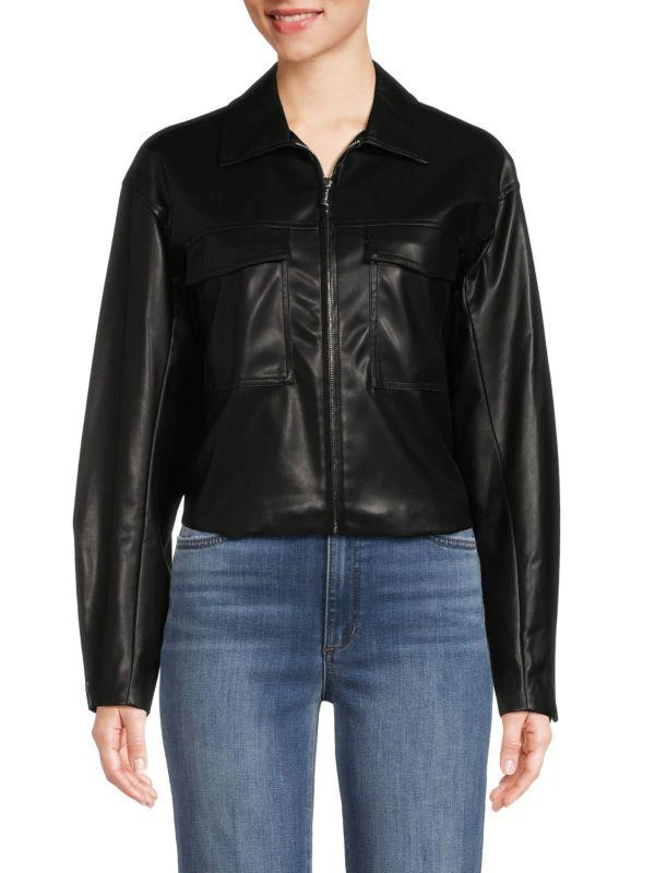 Calvin Klein Faux Leather Zip Biker Jacket 1