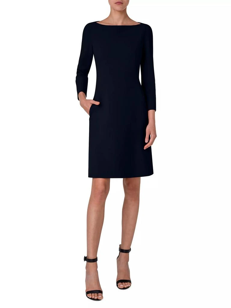 Akris Double-Face Wool Boatneck A-Line Dress 2