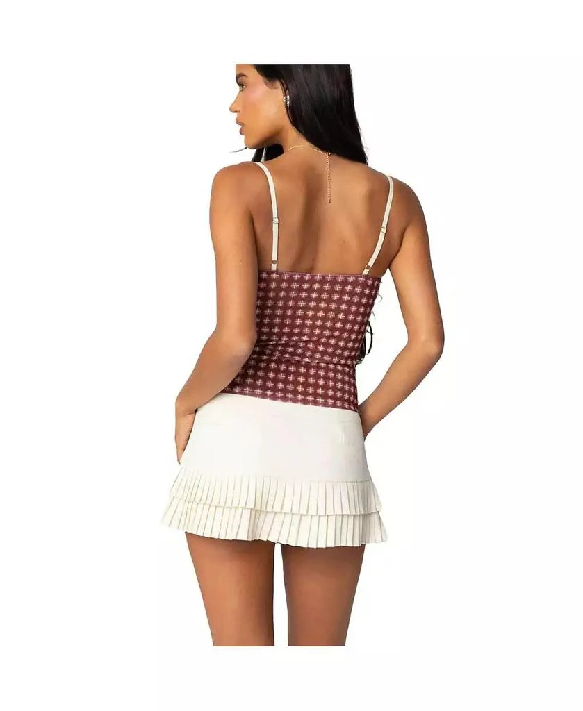 Edikted Womens Checkered Mesh Built In Bra Top 3