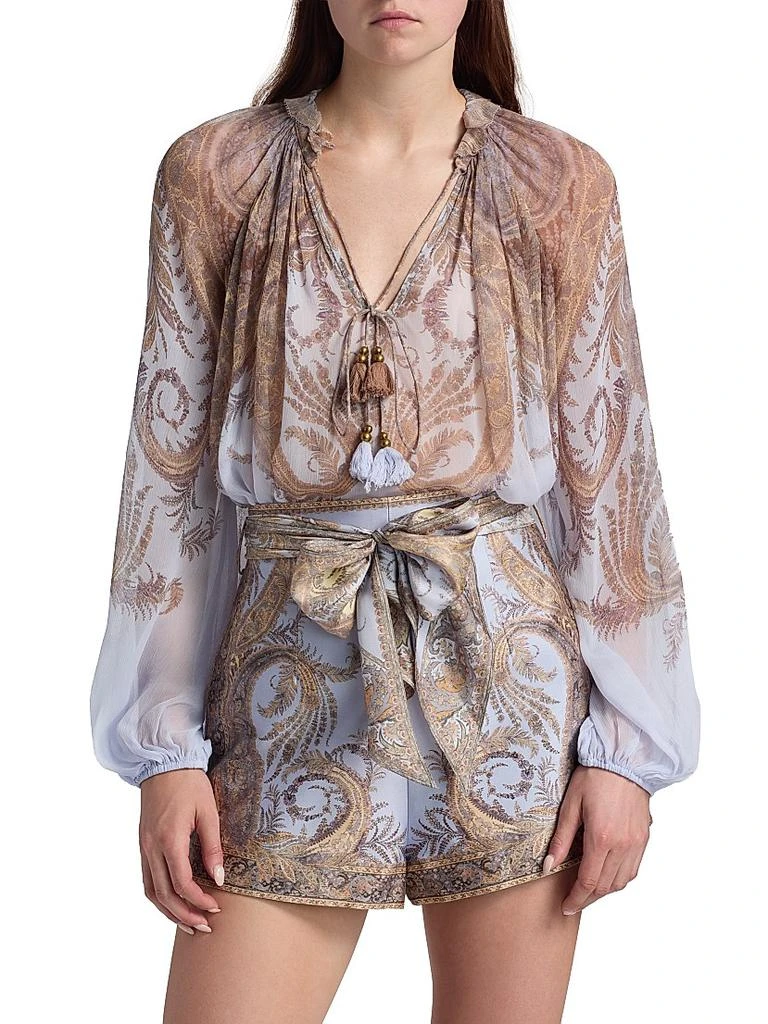 Zimmermann Hypnotic Billow Split-Neck Blouse 3