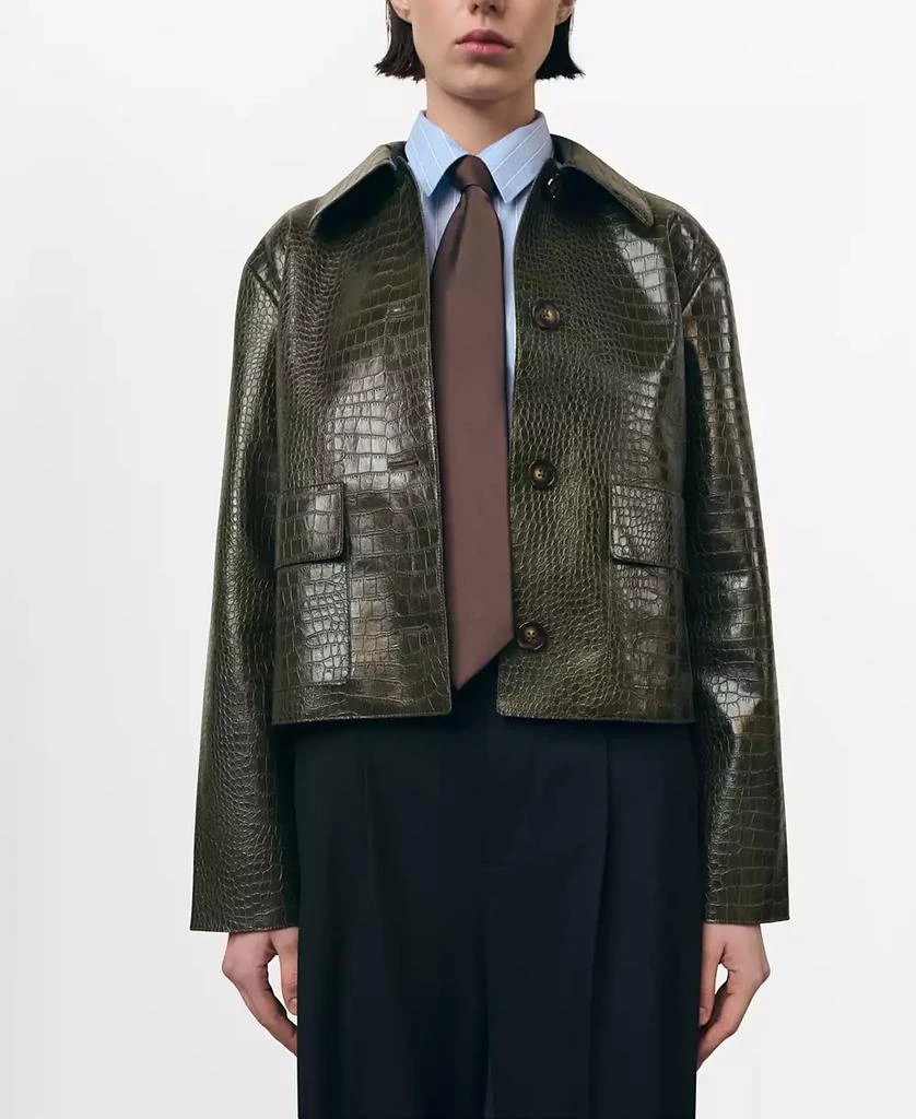 Mango Women
s Crocodile-Effect Faux Leather Jacket