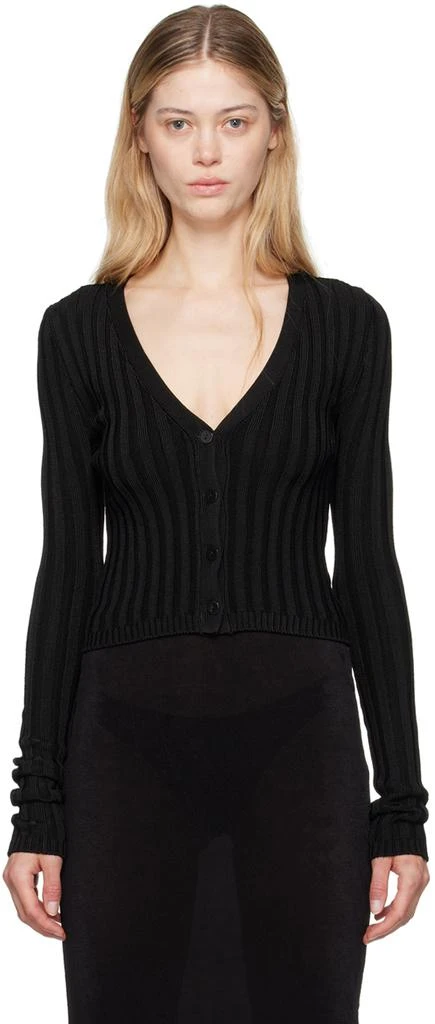 GUIZIO Black Slinky Rib Cardigan 1