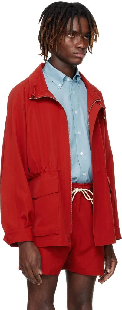 AURALEE Red Wool Max Canvas High Neck Zip Jacket 2
