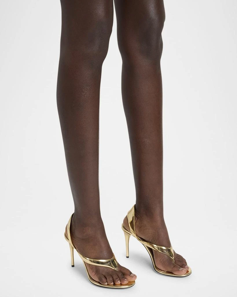Alaia Tong Metallic Leather Sandals 2