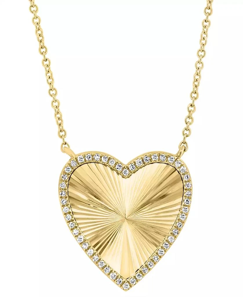 Effy EFFY® Onyx & Diamond (1/10 ct. t.w.) Heart Reversible 18" Pendant Necklace in 14k Gold 5