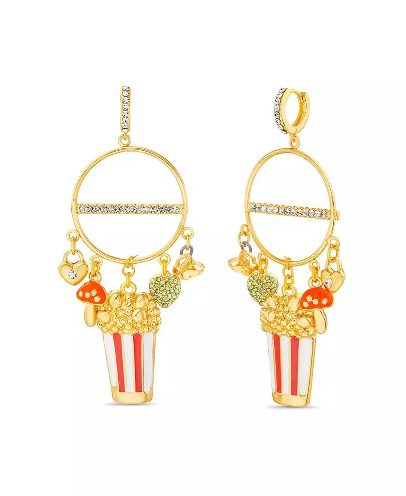 Kensie Huggie Front Facing Hoop Earring with Popcorn, Butterfly and Mushroom Charms