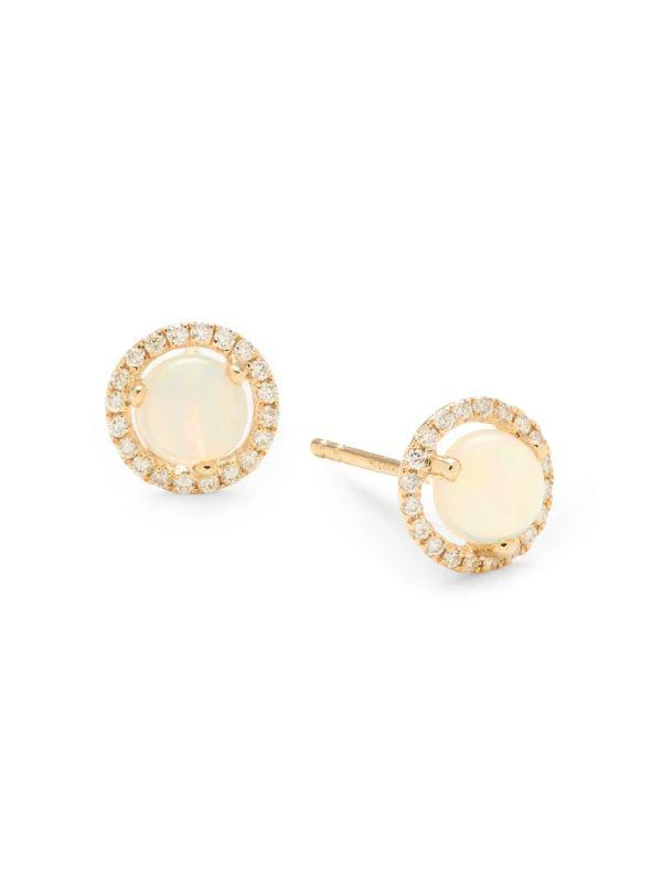 Saks Fifth Avenue 14K Yellow Gold, Opal & Diamond Halo Stud Earrings 1