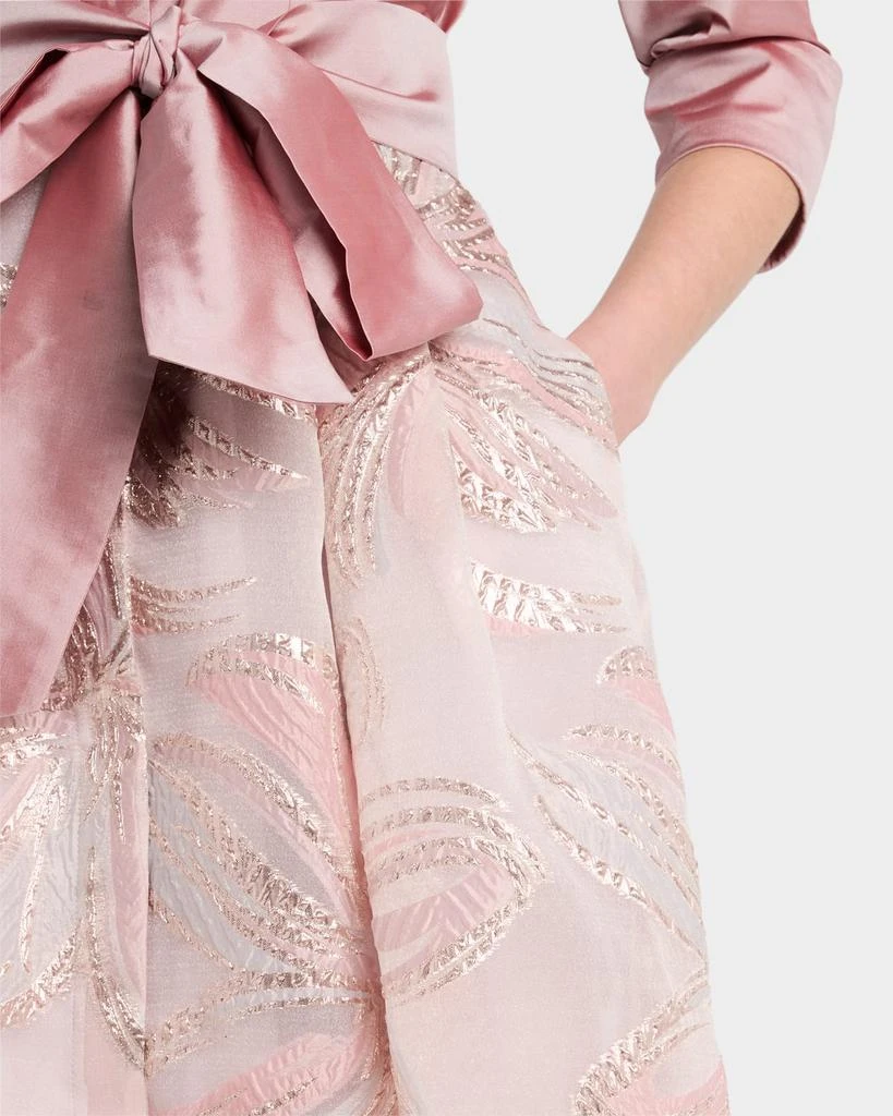 Teri Jon Taffeta & Organza Jacquard Midi Shirtdress 5