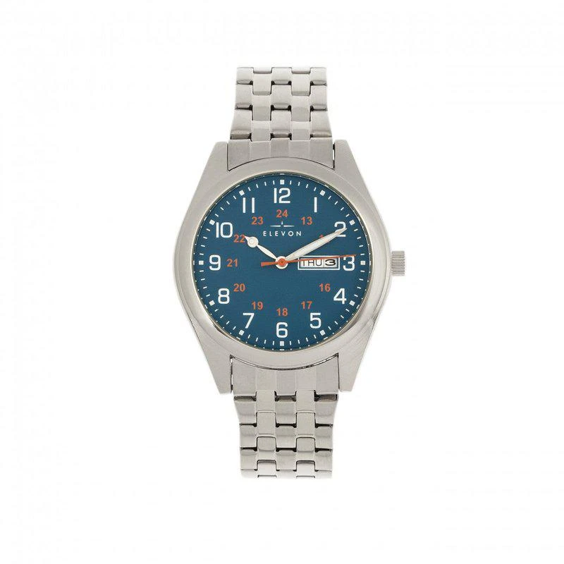Elevon Watches Elevon Gann Bracelet Watch w/Day/Date Silver/Teal 1