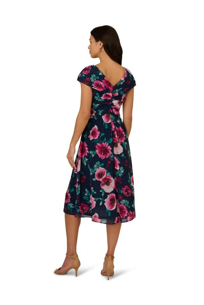 Adrianna Papell Printed front twist midi dress 2