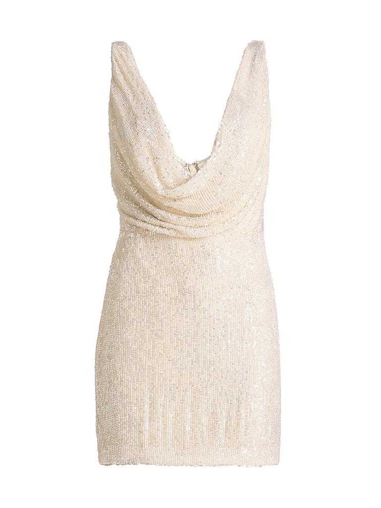 The New Arrivals Ilkyaz Ozel Lydia Sequined Cowlneck Minidress