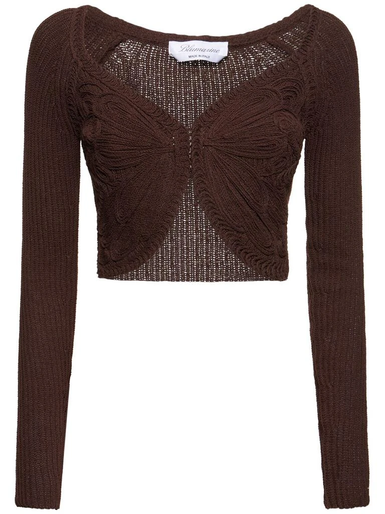 BLUMARINE Cotton Blend Knit Crop Cardigan 1