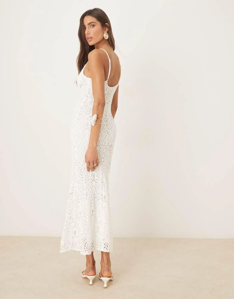 Bardot Bardot Adoni crochet midi dress in orchid white 4