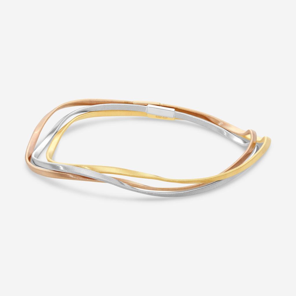 Marco Bicego Marco Bicego Marrakech 18K Yellow, Rose 
White Gold Three Strand Coiled Rigid Bangle Bangle Bracelet SG33__3C_01