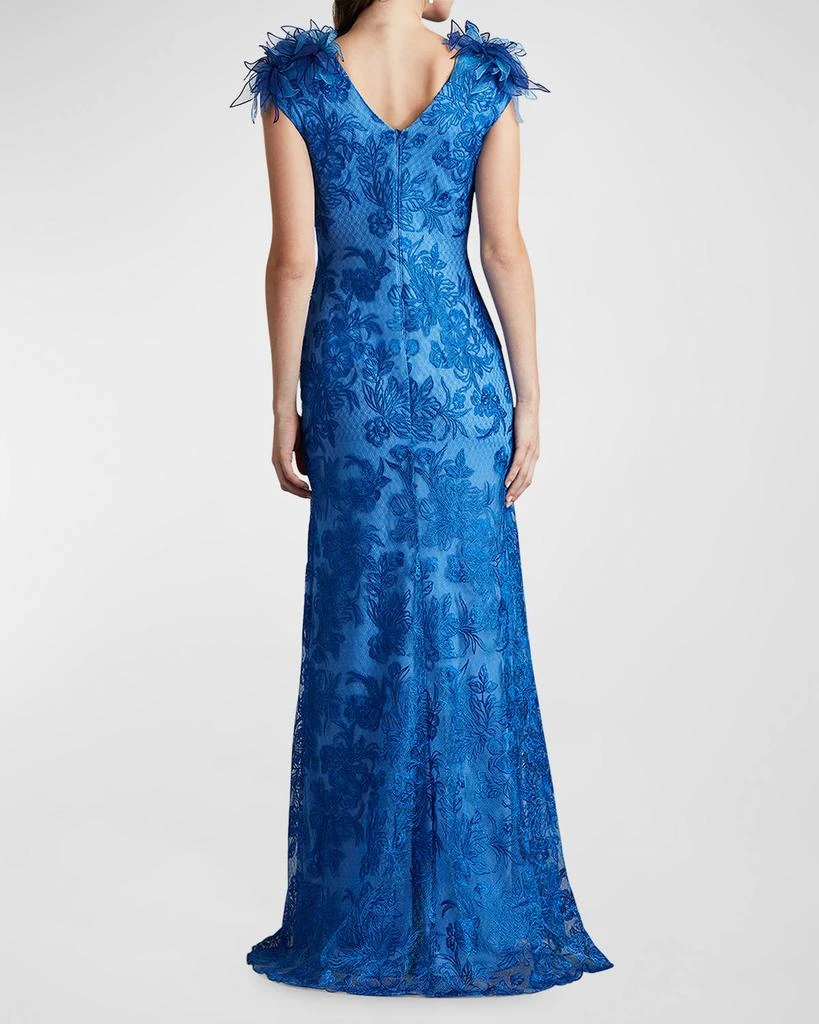 Tadashi Shoji A-Line Floral-Embroidered Applique Gown 4