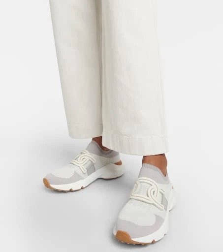 Tod's Leather-trimmed knit sneakers 4